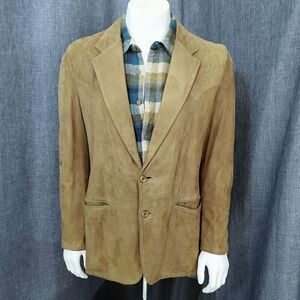 VTG Remy Suede Western Sports Coat w/ Embroidery Camel Blazer Men's 42